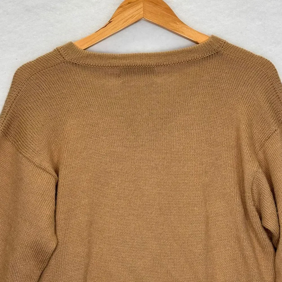 Alpaca Wool Camel Brown Peru V-Neck Pullover Knit Sweater M Grandpacore Cozyknit - Picture 4 of 7